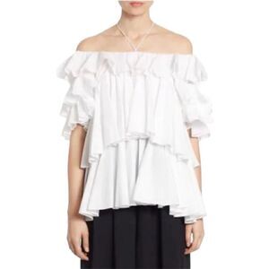 Tome White Ruffled Off the shoulder blouse top $695 - Size Small / S
